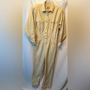 VTG Banana Republic Size 6 Jumpsuit Coverall Long Sleeve Button Down Tan Beige